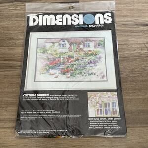 1988 Dimensions Cottage Garden Stamped No Count Cross Stitch Kit- Sealed #3925